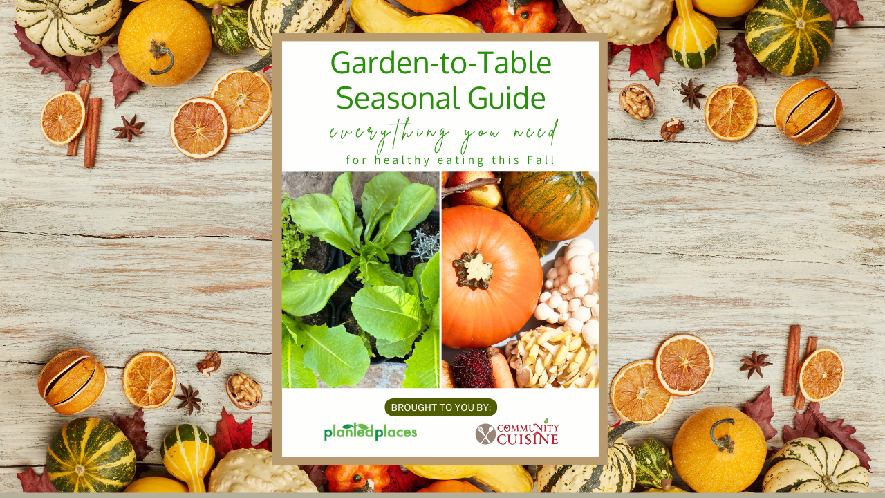 picture of fall vegetables and features a cover page of a garden & cooking guide.